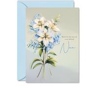 Sympathy Card Loss of Nan - Floral Deepest Sympathy Flowers - Mourning Bereavement Cards for Adults, 5x7 Inch Condolences Thinking of You Greeting Cards