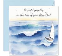 Sympathy Card Loss of Step Dad - Sail into the Sunset - Mourning Bereavement Cards for Adults, 145mm Condolences Thinking of You Greeting Cards