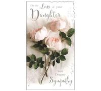 Sympathy Card - Loss of your Daughter - Special Finishes and Illustrated Insert Leaf - Artistic Rose Design - Made in the UK