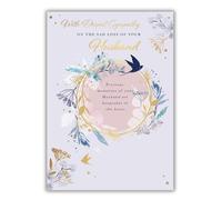 Sympathy Card - Loss of your Husband Botanical Wreath and Swallow Embossed with a Foil Finish - Eco-Friendly and Recyclable - by Words 'n' Wishes