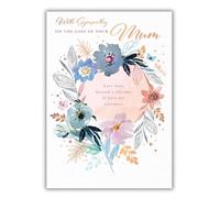 Sympathy Card - Loss of your Mum Watercolour Flower Wreath with a Foil Finish - Eco-Friendly and Recyclable - by Words 'n' Wishes
