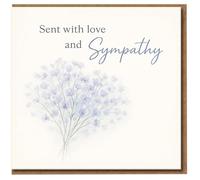 Sympathy Card - Sent with Love and Sympathy - Watercolour Purple Floral Condolence Card for Bereavement, Thinking of You