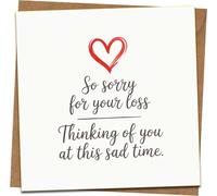 Sympathy Card - “So Sorry for Your Loss, Thinking of You” - 145mm x 145mm - Blank Inside - Kraft Envelope Included - Condolence Bereavement Greeting Card
