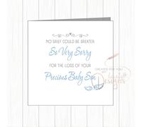 Sympathy Card - Sorry For Loss Of Your Baby Boy Blue Angel Wings (& Miscarriage/Stillborn)