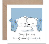 Sympathy Card - Sorry For Loss of Your Grandad - Bereavement Card for Grandson Granddaughter, 145mm x 145mm Grandpa Grandfather Mournful Greeting Cards