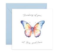 Sympathy Card - Thinking of You, Butterfly Design- Bereavement Card for Loss, Grief, or Condolence - Support for Loved Ones, Cousin, Neighbour, Colleague, Friend, Him, Her -Blank Inside for Messages