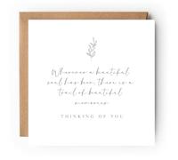 Sympathy Card Thinking of You with Kraft Envelope | Heartfelt Quote, Blank Inside, 300gsm Card, Square Format, Botanical Design