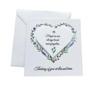 Sympathy Card With Detachable Acrylic Heart - Forget Me Not Always Loved Never Forgotten Keepsake Gift - Card Size 12.5cm Square