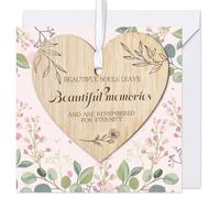 Sympathy Card With Wooden Heart Keepsake, Condolences Card with Heart-Shaped Wood Charm and White String, Envelope Included, Thinking of You Cards Thoughtful Gift for Tough Times