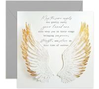 Sympathy Cards - Angel Wings Heartfelt Poem, Thinking of You for Women and Men - Bereavement Gifts for Loss of Dad Mum Sister Brother Husband Wife, Memorial Present - Blank Inside with Envelope
