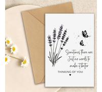 Sympathy Cards, Blank Inside Thinking of You Card with Lavender & Butterfly Design, Condolence Bereavement Card for Loss, 300gsm Premium Card with Envelope