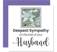 Sympathy Cards - Deepest Sympathy On The Loss Of Your Husband - Sorry Mourning Bereavement Cards for Adults, 145mm Condolences Thinking of You Card, Flowers Greeting