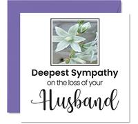 Sympathy Cards - Deepest Sympathy On The Loss Of Your Husband - Sorry Mourning Bereavement Cards for Adults, 145mm Condolences Thinking of You Card, Flowers Greeting