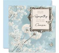 Sympathy Cards - Deepest Sympathy Sad Loss Of Your Cousin Card - Sorry Mourning Bereavement Cards for Adults, 145mm Condolences Thinking of You Card, Floral Greeting