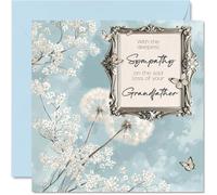 Sympathy Cards - Deepest Sympathy Sad Loss Of Your Grandfather Card - Sorry Mourning Bereavement Cards for Adults, 145mm Condolences Thinking of You Card, Floral Greeting