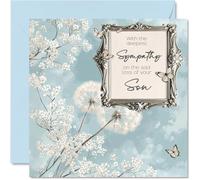 Sympathy Cards - Deepest Sympathy Sad Loss Of Your Son Card - Sorry Mourning Bereavement Cards for Adults, 145mm Condolences Thinking of You Card, Floral Greeting