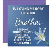 Sympathy Cards - In Loving Memory Of Your Brother Card - Sorry Mourning Bereavement Cards for Adults, 145mm Condolences Thinking of You Card, Flowers Sympathy Greeting