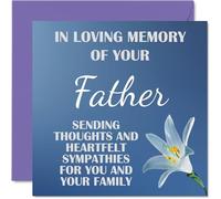 Sympathy Cards - In Loving Memory Of Your Father Card - Sorry Mourning Bereavement Cards for Adults, 145mm Condolences Thinking of You Card, Flowers Sympathy Greeting