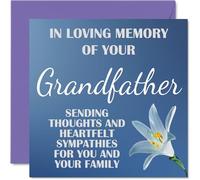 Sympathy Cards - In Loving Memory Of Your Grandfather Card - Sorry Mourning Bereavement Cards for Adults, 145mm Condolences Thinking of You Card, Flowers Sympathy Greeting