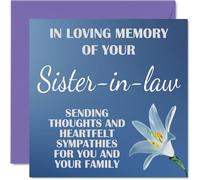 Sympathy Cards - In Loving Memory Of Your Sister in law Card - Sorry Mourning Bereavement Cards for Adults, 145mm Condolences Thinking of You Card, Flowers Sympathy Greeting