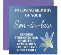 Sympathy Cards - In Loving Memory Of Your Son in law Card - Sorry Mourning Bereavement Cards for Adults, 145mm Condolences Thinking of You Card, Flowers Sympathy Greeting