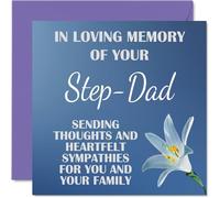 Sympathy Cards - In Loving Memory Of Your Step Dad Card - Sorry Mourning Bereavement Cards for Adults, 145mm Condolences Thinking of You Card, Flowers Sympathy Greeting