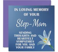 Sympathy Cards - In Loving Memory Of Your Step Mom Card - Sorry Mourning Bereavement Cards for Adults, 145mm Condolences Thinking of You Card, Flowers Sympathy Greeting