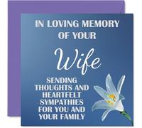 Sympathy Cards - In Loving Memory Of Your Wife Card - Sorry Mourning Bereavement Cards for Adults, 145mm Condolences Thinking of You Card, Flowers Sympathy Greeting