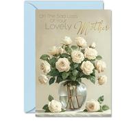 Sympathy Cards Loss of Mother - Lovely Mother Condolences Card - Beautiful Gold Thinking of You Card, A5 Bereavement Floral Flowers Greeting Cards