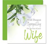 Sympathy Cards Loss of Your Wife | With Deepest Sympathy On The Card, Sorry Mourning Bereavement Cards for Adults, 145mm Condolences Thinking of You Card