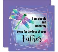 Sympathy Cards - Sorry For The Loss Of Your Father - Sorry Mourning Bereavement Cards for Adults, 145mm Condolences Thinking of You Card, Dragonfly Sympathy Greeting