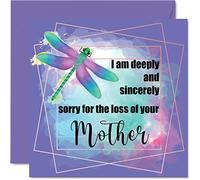 Sympathy Cards - Sorry For The Loss Of Your Mother - Sorry Mourning Bereavement Cards for Adults, 145mm Condolences Thinking of You Card, Dragonfly Sympathy Greeting