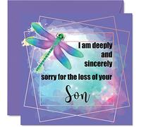 Sympathy Cards - Sorry For The Loss Of Your Son - Sorry Mourning Bereavement Cards for Adults, 145mm Condolences Thinking of You Card, Dragonfly Sympathy Greeting