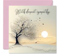 Sympathy Cards Thinking of You Cards - Deepest Sympathy - Tree & Butterflies Condolence Card, Mourning Bereavement for Adults, Sorry For Your Loss, 145mm Flowers Greeting