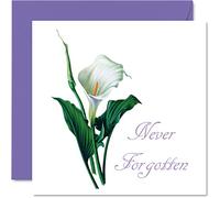 Sympathy Cards Thinking of You Cards - Never Forgotten - Floral Lily Condolences Card, Mourning Bereavement for Adults, Sorry For Your Loss, 145mm Flowers Sympathy Greeting