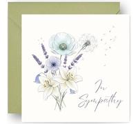 Sympathy Cards - Thinking of You - Condolence Card for Bereavement Funeral or Loss - with Sage Green Envelope - Size: 14cm