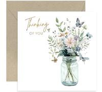 Sympathy Cards - Thoughtful Deepest Sympathy Card for Friends and Family - Mason Jar with Floral Butterfly Illustration - Whimsical Cute Design - Bereavement Cards, Sorry For Your Loss