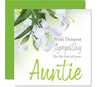 Sympathy Cards - With Deepest Sympathy On The Loss Of Your Auntie Card - Sorry Mourning Bereavement Cards for Adults, 145mm Condolences Thinking of You Card, Floral Greeting