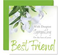 Sympathy Cards - With Deepest Sympathy On The Loss Of Your Best Friend Card - Sorry Mourning Bereavement Cards for Adults, 145mm Condolences Thinking of You Card, Floral Greeting