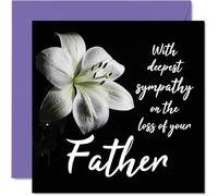 Sympathy Cards - With Deepest Sympathy On The Loss Of Your Father Card - Sorry Mourning Bereavement Cards for Adults, 145mm Condolences Thinking of You Card, Flowers Greeting