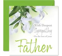 Sympathy Cards - With Deepest Sympathy On The Loss Of Your Father Card - Sorry Mourning Bereavement Cards for Adults, 145mm Condolences Thinking of You Card, Floral Greeting