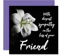Sympathy Cards - With Deepest Sympathy On The Loss Of Your Friend Card - Sorry Mourning Bereavement Cards for Adults, 145mm Condolences Thinking of You Card, Flowers Greeting