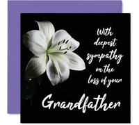 Sympathy Cards - With Deepest Sympathy On The Loss Of Your Grandfather Card - Sorry Mourning Bereavement Cards for Adults, 145mm Condolences Thinking of You Card, Flowers Greeting