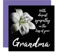 Sympathy Cards - With Deepest Sympathy On The Loss Of Your Grandma Card - Sorry Mourning Bereavement Cards for Adults, 145mm Condolences Thinking of You Card, Flowers Greeting
