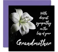 Sympathy Cards - With Deepest Sympathy On The Loss Of Your Grandmother Card - Sorry Mourning Bereavement Cards for Adults, 145mm Condolences Thinking of You Card, Flowers Greeting