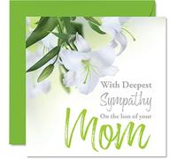 Sympathy Cards - With Deepest Sympathy On The Loss Of Your Mom Card - Sorry Mourning Bereavement Cards for Adults, 145mm Condolences Thinking of You Card, Floral Greeting