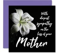 Sympathy Cards - With Deepest Sympathy On The Loss Of Your Mother Card - Sorry Mourning Bereavement Cards for Adults, 145mm Condolences Thinking of You Card, Flowers Greeting
