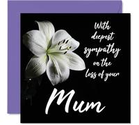 Sympathy Cards - With Deepest Sympathy On The Loss Of Your Mum Card - Sorry Mourning Bereavement Cards for Adults, 145mm Condolences Thinking of You Card, Flowers Greeting
