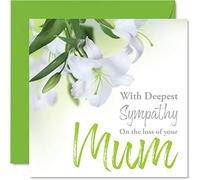 Sympathy Cards - With Deepest Sympathy On The Loss Of Your Mum Card - Sorry Mourning Bereavement Cards for Adults, 145mm Condolences Thinking of You Card, Floral Greeting