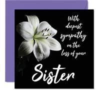 Sympathy Cards - With Deepest Sympathy On The Loss Of Your Sister Card - Sorry Mourning Bereavement Cards for Adults, 145mm Condolences Thinking of You Card, Flowers Greeting